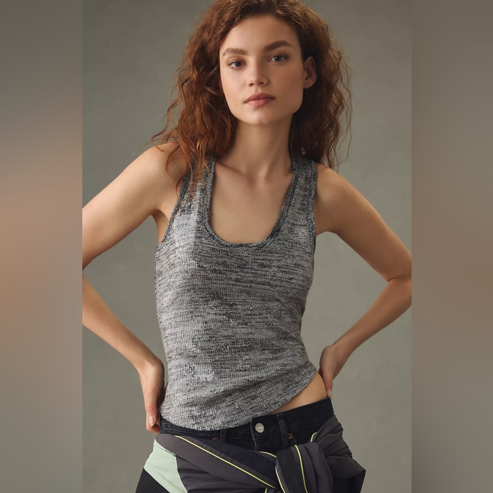 Pilcro Sequin Scoop Tank